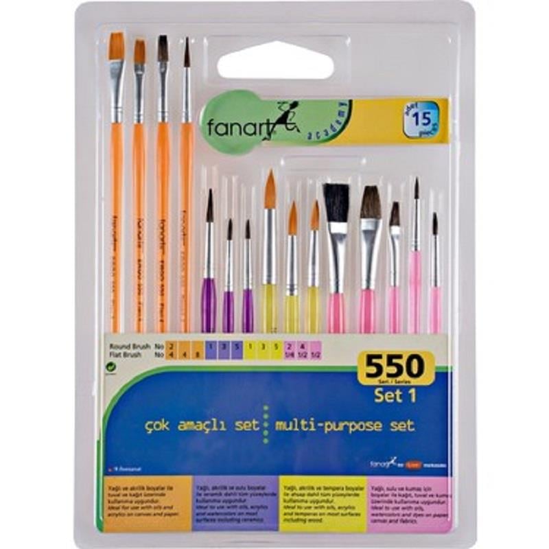 Fanart Academy 550 Seri Fırça Seti 1 (15li)Fanart Academy 550 Seri Fırça Seti 1 (15li) - Kirtasiyem.netKalem Uçları ( Min )