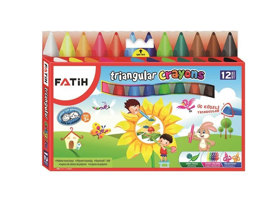 Fatih Jumbo Üçgen Mum Boya 12 Renk Fatih Jumbo Üçgen Mum Boya 12 Renk  - Kırtasiyem.netMum Boyalar