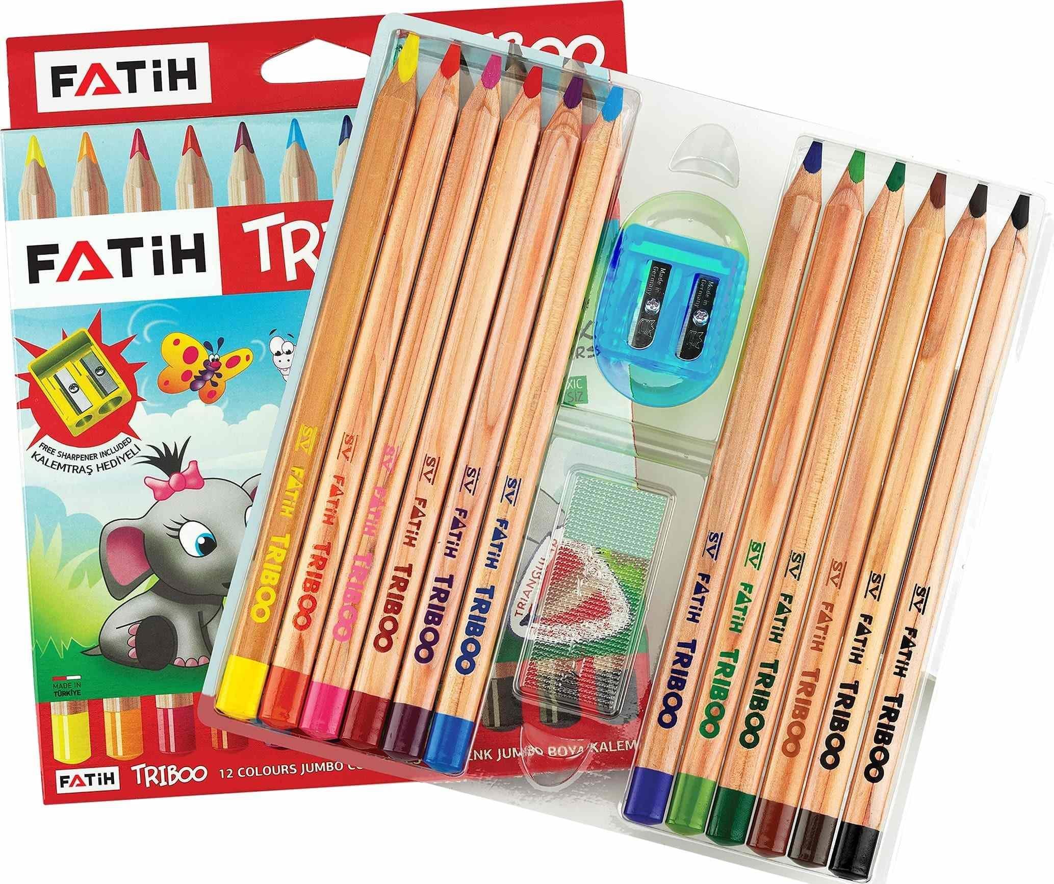 Fatih Kuru Boya Triboo Üçgen Natural Jumbo 1/1 12 Renk (Kalemtraşlı)Fatih Kuru Boya Triboo Üçgen Natural Jumbo 1/1 12 Renk (Kalemtraşlı) - Kırtasiyem.netKuru Boyalar