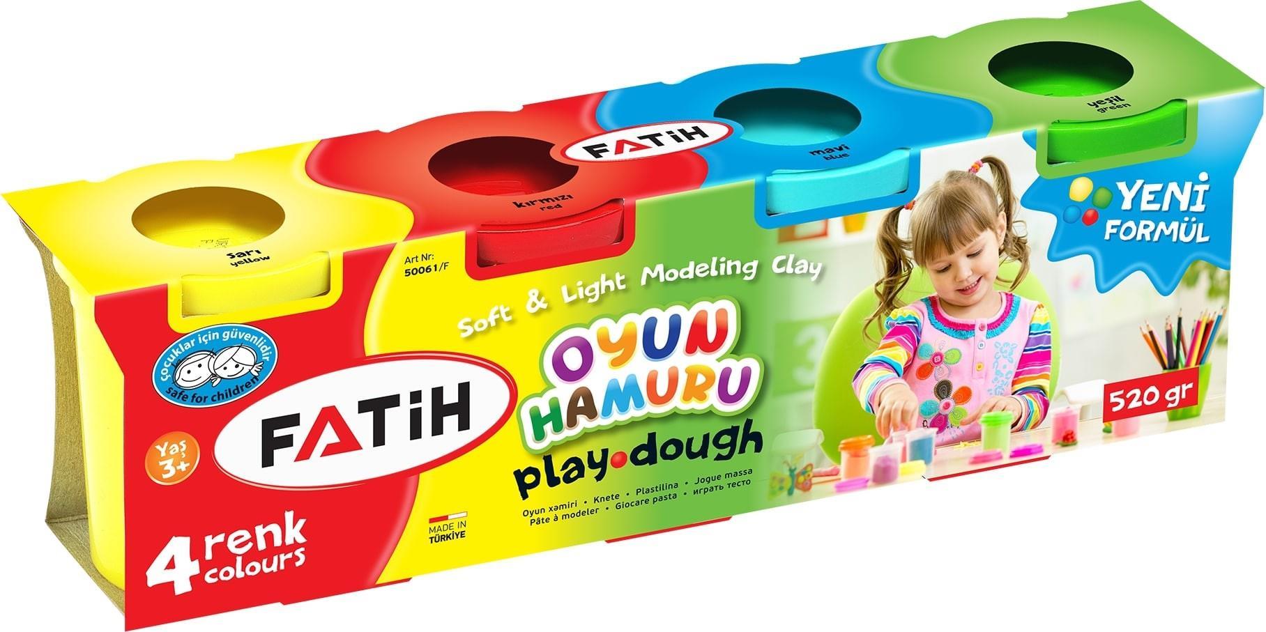 Fatih Oyun Hamuru 4 Renk (4*130=520gr)Fatih Oyun Hamuru 4 Renk (4*130=520gr) - Kirtasiyem.netOyun Hamurları