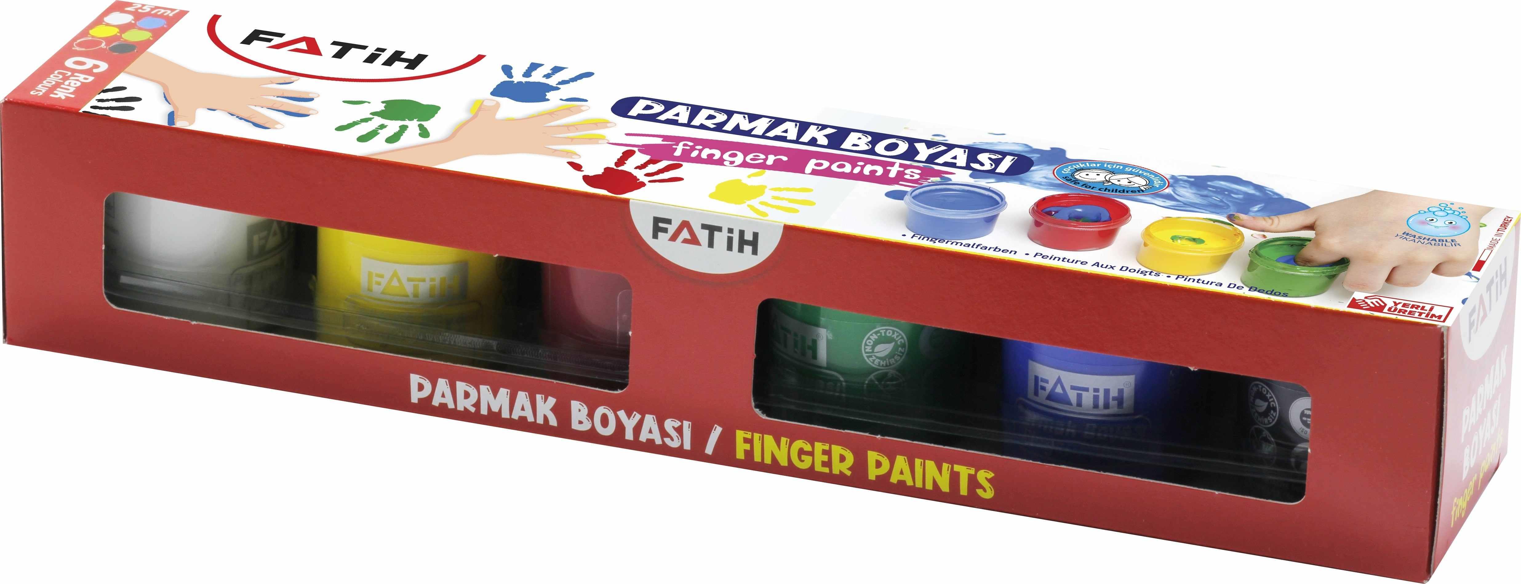 Fatih Parmak Boyası 6 Renk 25 Ml X 6 = 150 MlFatih Parmak Boyası 6 Renk 25 Ml X 6 = 150 Ml - Kırtasiyem.netParmak Boyalar
