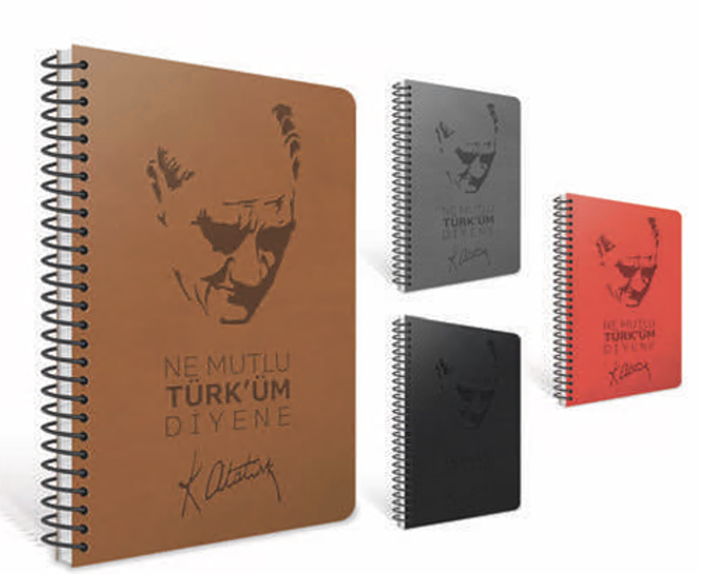 Gıpta Atatürk Sp. Sert Kap.Def.17X24-120 Yp.Çizgili Spiralli Karton Kapak Defterler