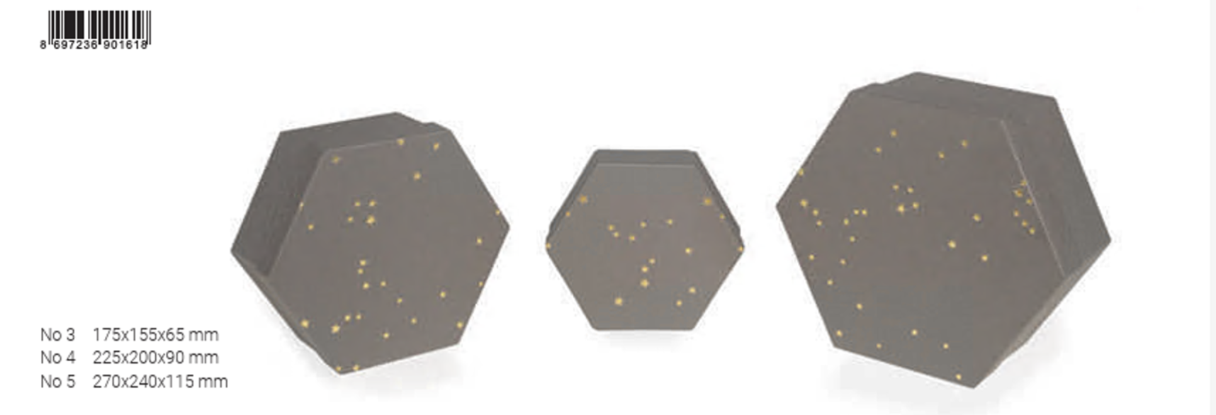 Gıpta Ember Altıgen 3 Lü Kutu SetiHediyelik Kutular