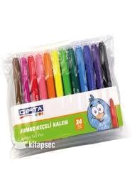 Gıpta Jumbo Keçeli Boya Kalemi- Pvc Zıp Çanta -24 RnkKeçeli Kalemler