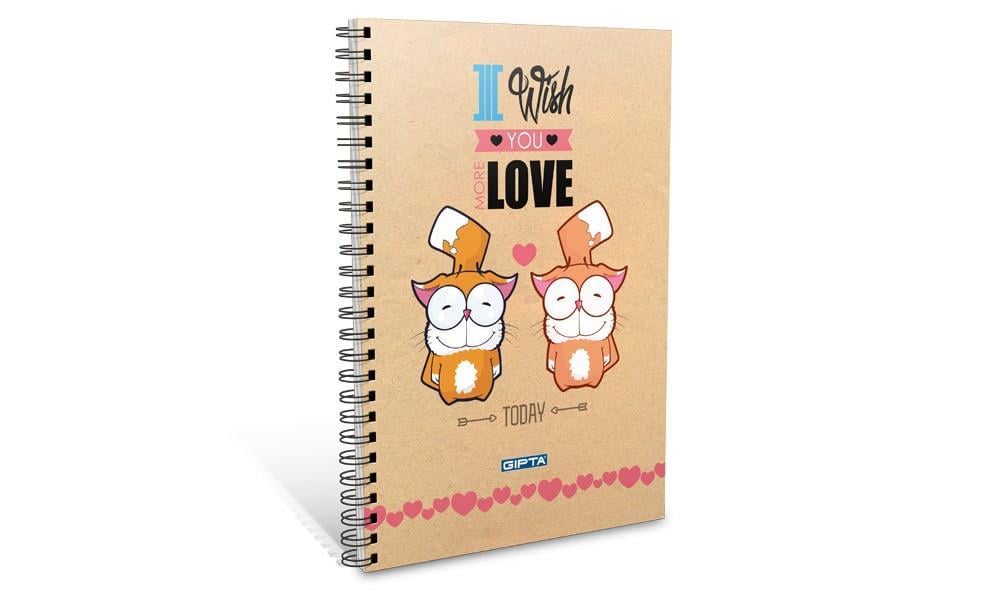 Gıpta Love Spiralli Defter Karton Kapak A6-80 Yaprak Kareli(Stand)Gıpta Love Spiralli Defter Karton Kapak A6-80 Yaprak Kareli(Stand) - Kirtasiyem.netSpiralli Karton Kapak Defterler