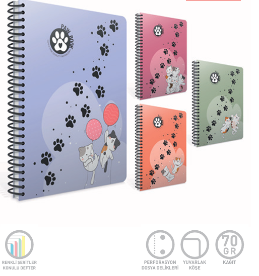 Gıpta Paw Sp.Pp Kapak Defter A4 100 CızgılıSpiralli Bloknotlar
