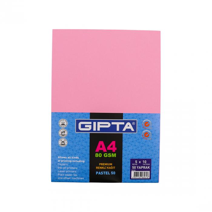 Gıpta Renkli Kağıt Pastel-50 A4 50 Lik Paket (5X10 Yp. )Gıpta Renkli Kağıt Pastel-50 A4 50 Lik Paket (5X10 Yp. ) - Kirtasiyem.netRenkli Fotokopi Kağıtları