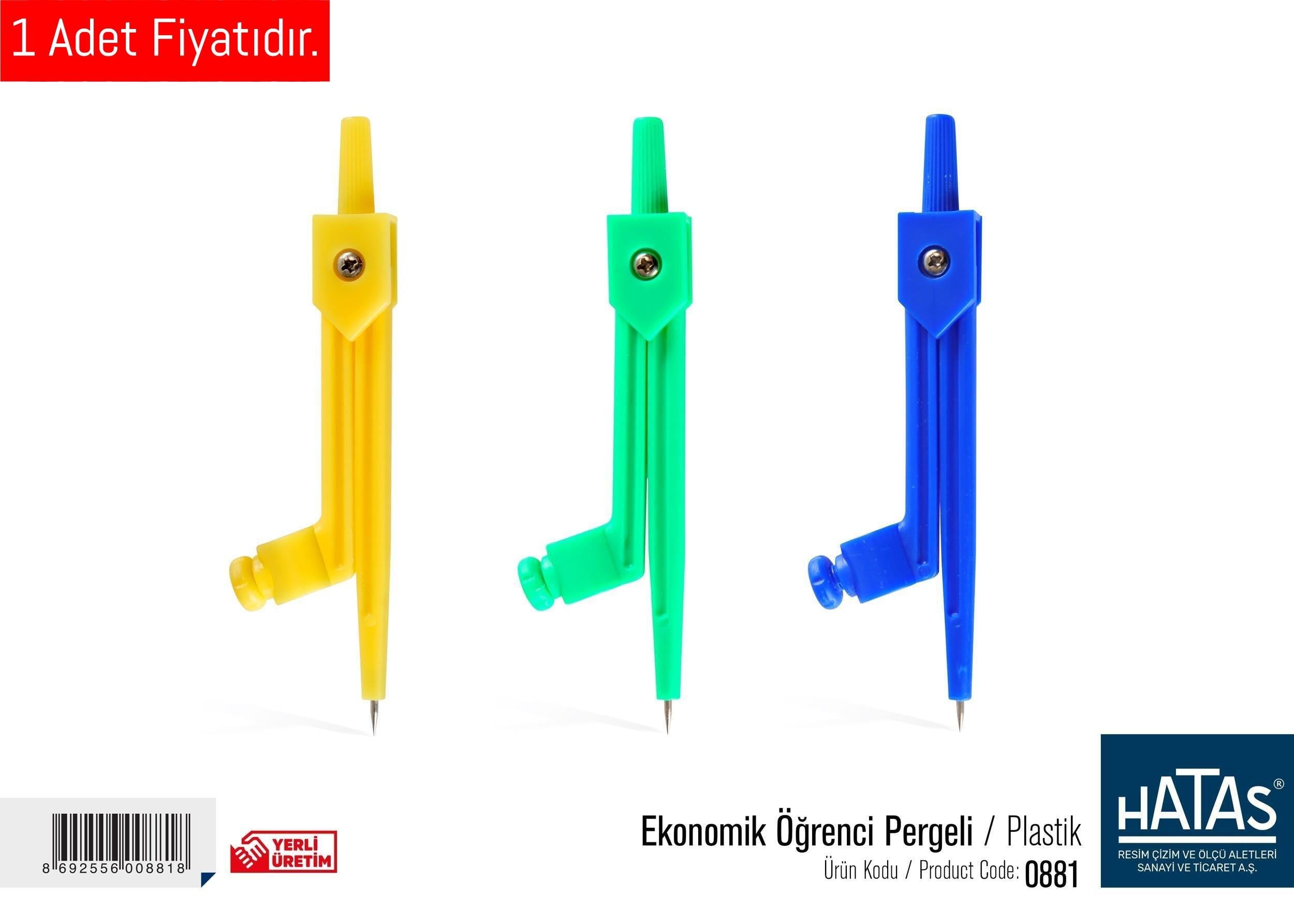 Hatas Ekonomik Plastik Öğrenci Pergeli No:0881 (1 Adet)Hatas Ekonomik Plastik Öğrenci Pergeli No:0881 - Kirtasiyem.netPergeller