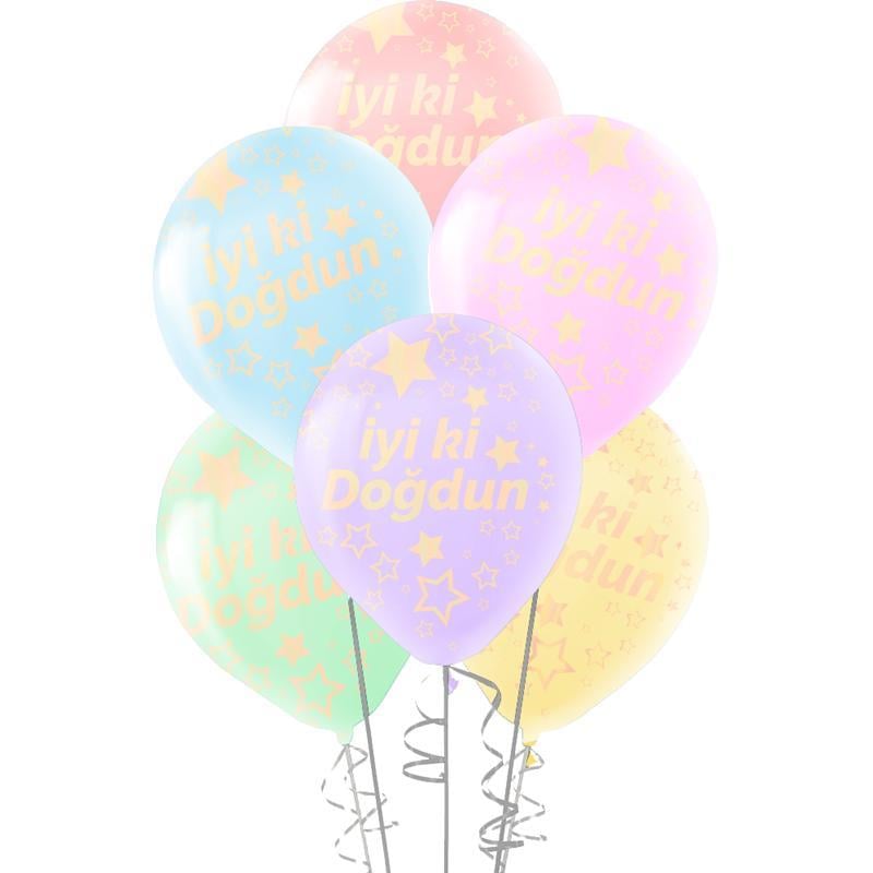 Hilal Çepeçevre Baskılı Makaron Balon 100 Lü -İyiki Doğdun