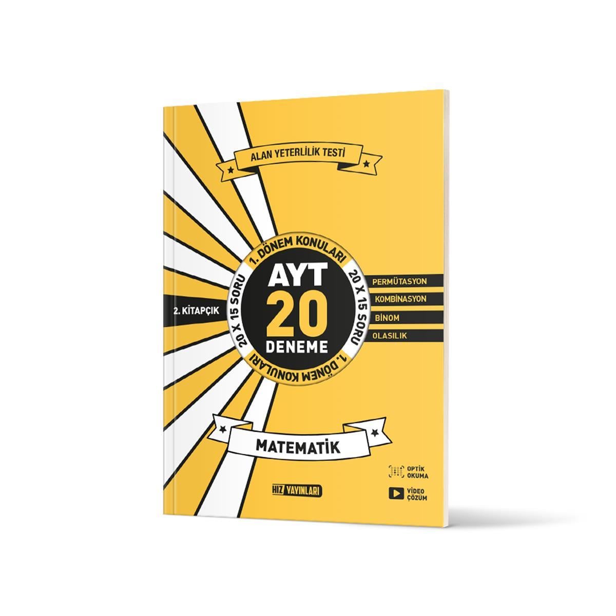 Hız Yayınları Ayt Matematik 20 li İlk Dönem Deneme 2. KitapHız Yayınları Ayt Matematik 20 li İlk Dönem Deneme 2. Kitap - Kirtasiyem.netAYT