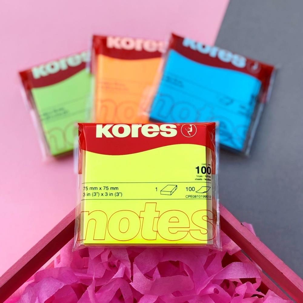 Kores Neon Sarı Notlar 75X75Mm 100 Yp Oluşan Bloklar