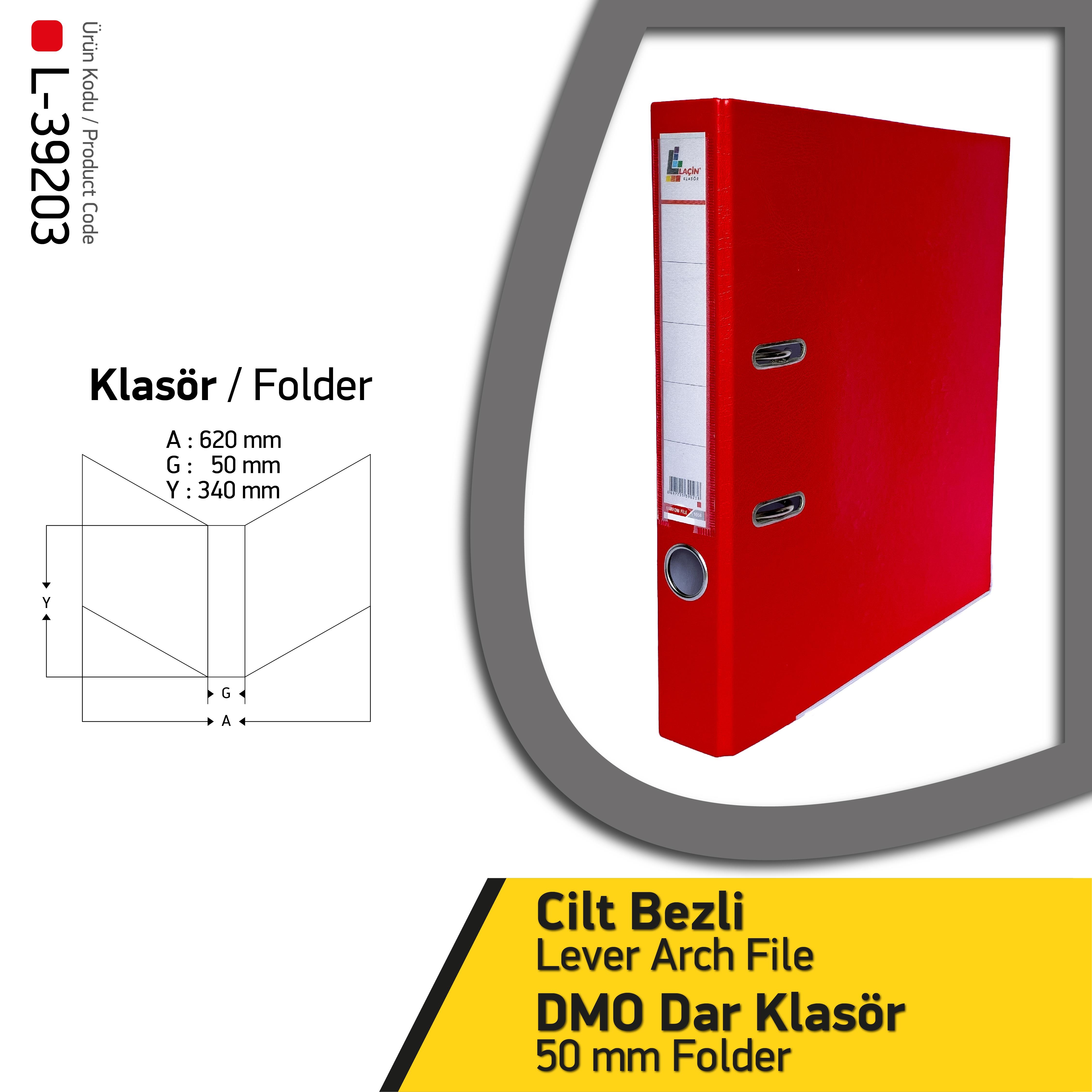 Laçin Dar Tip:D.M.O Klasörü 34 Cm Kırmızı