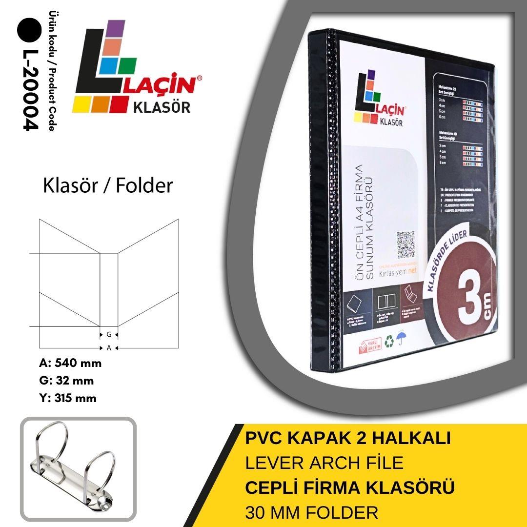 Laçin Firma Klasörü A4 2 Halkalı 3 CM SiyahBüro Klasörleri