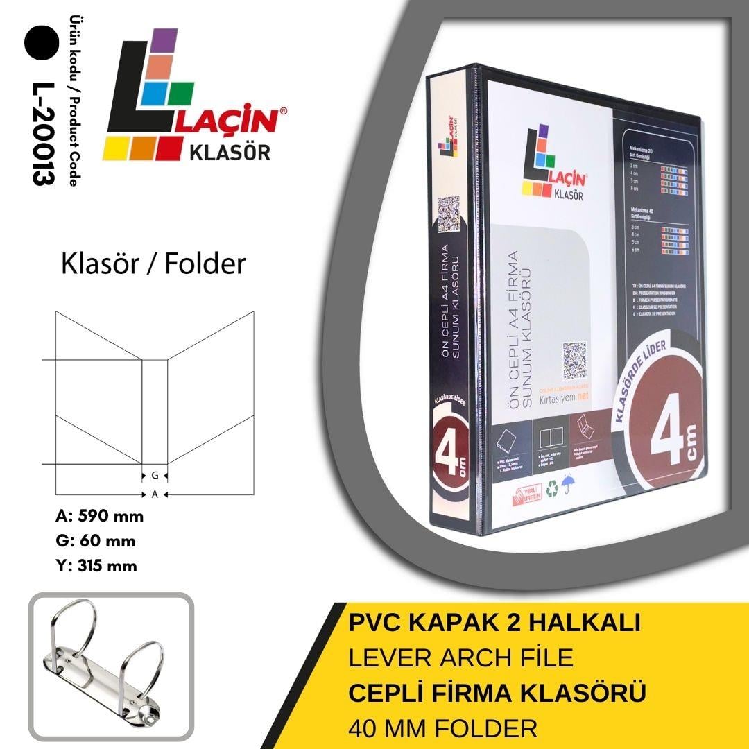 Laçin Firma Klasörü A4 2 Halkalı 4 CM SiyahBüro Klasörleri