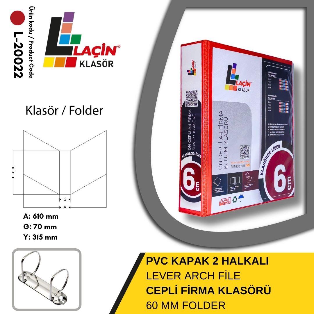 Laçin Firma Klasörü A4 2 Halkalı 6 CM KırmızıBüro Klasörleri