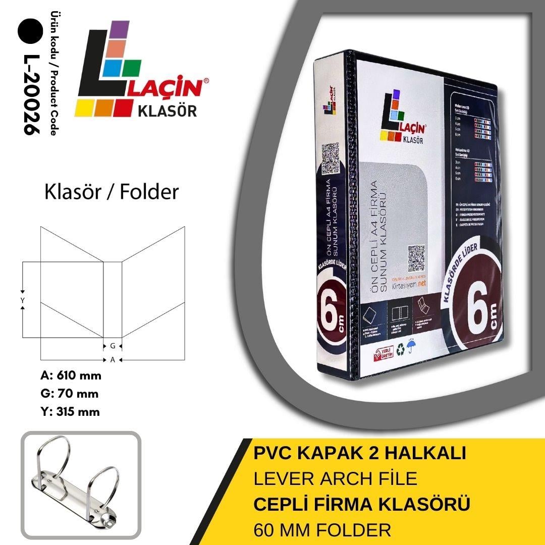 Laçin Firma Klasörü A4 2 Halkalı 6 CM SiyahBüro Klasörleri