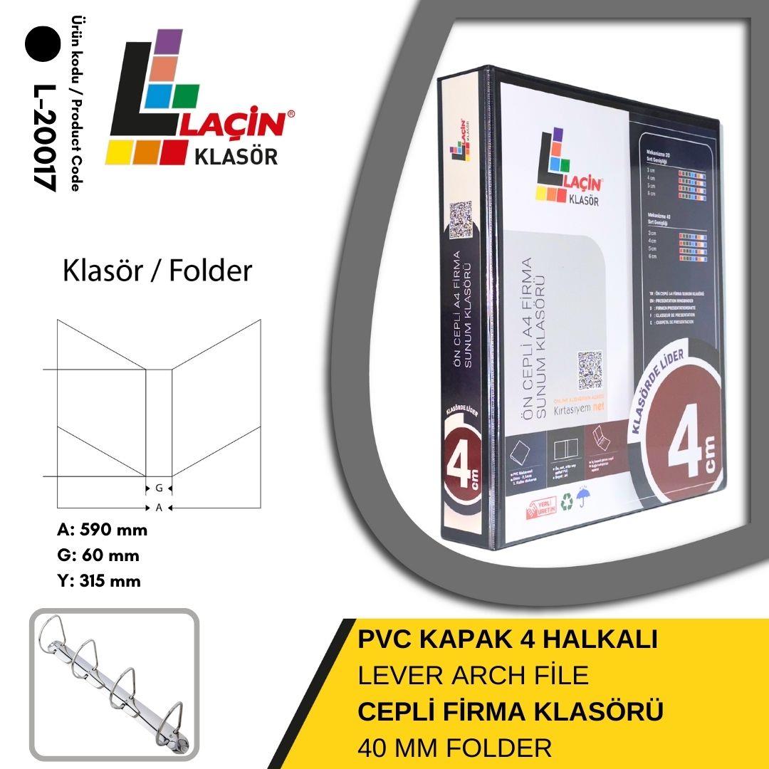 Laçin Firma Klasörü A4 4 Halkalı 4 CM SiyahBüro Klasörleri