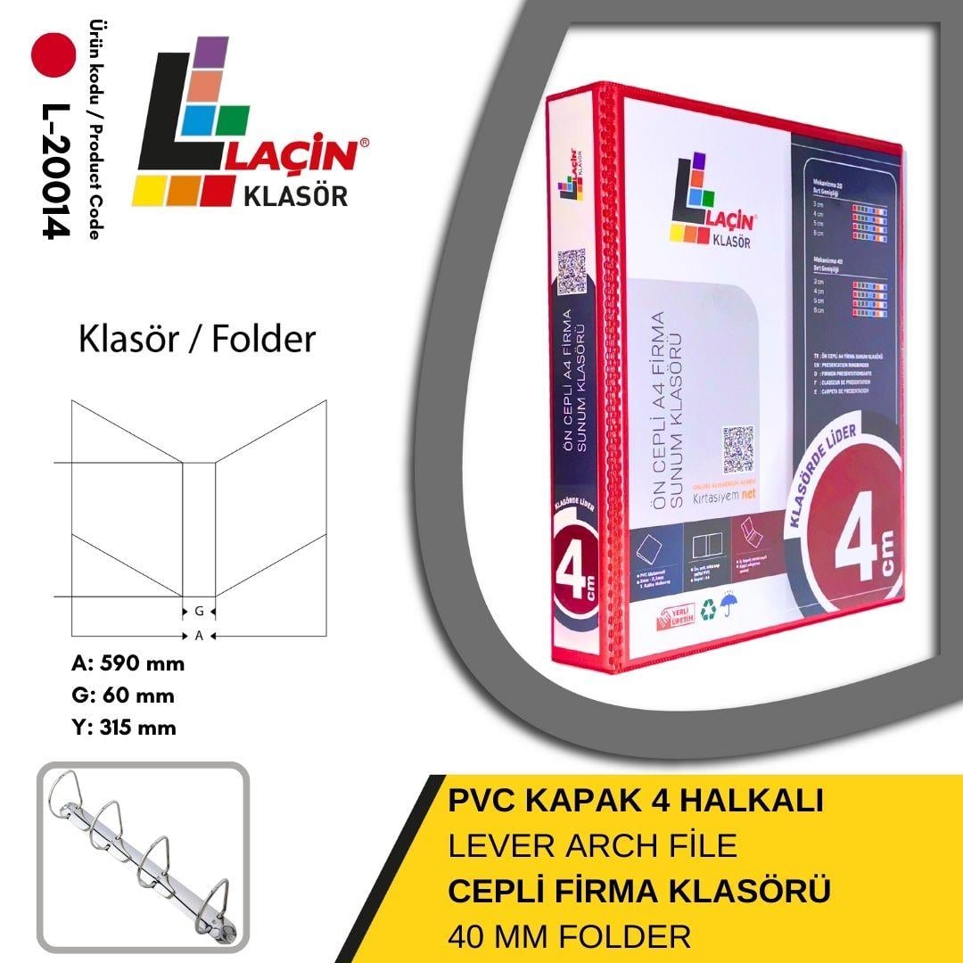 Laçin Firma Klasörü A4 4 Halkalı 4 CM BordoBüro Klasörleri