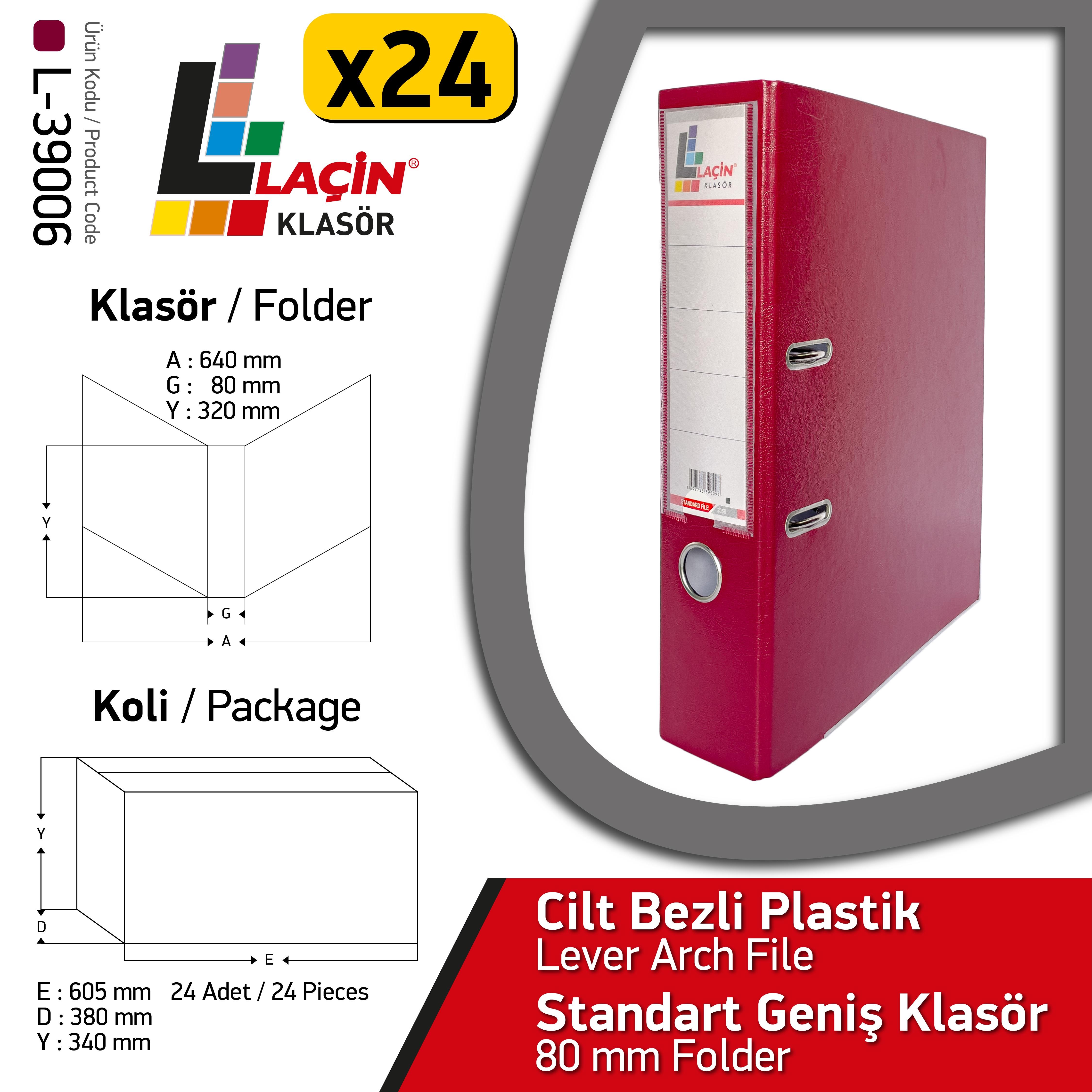 Laçin Geniş Büro Klasörü Bordo (1 Koli 24 Adet )