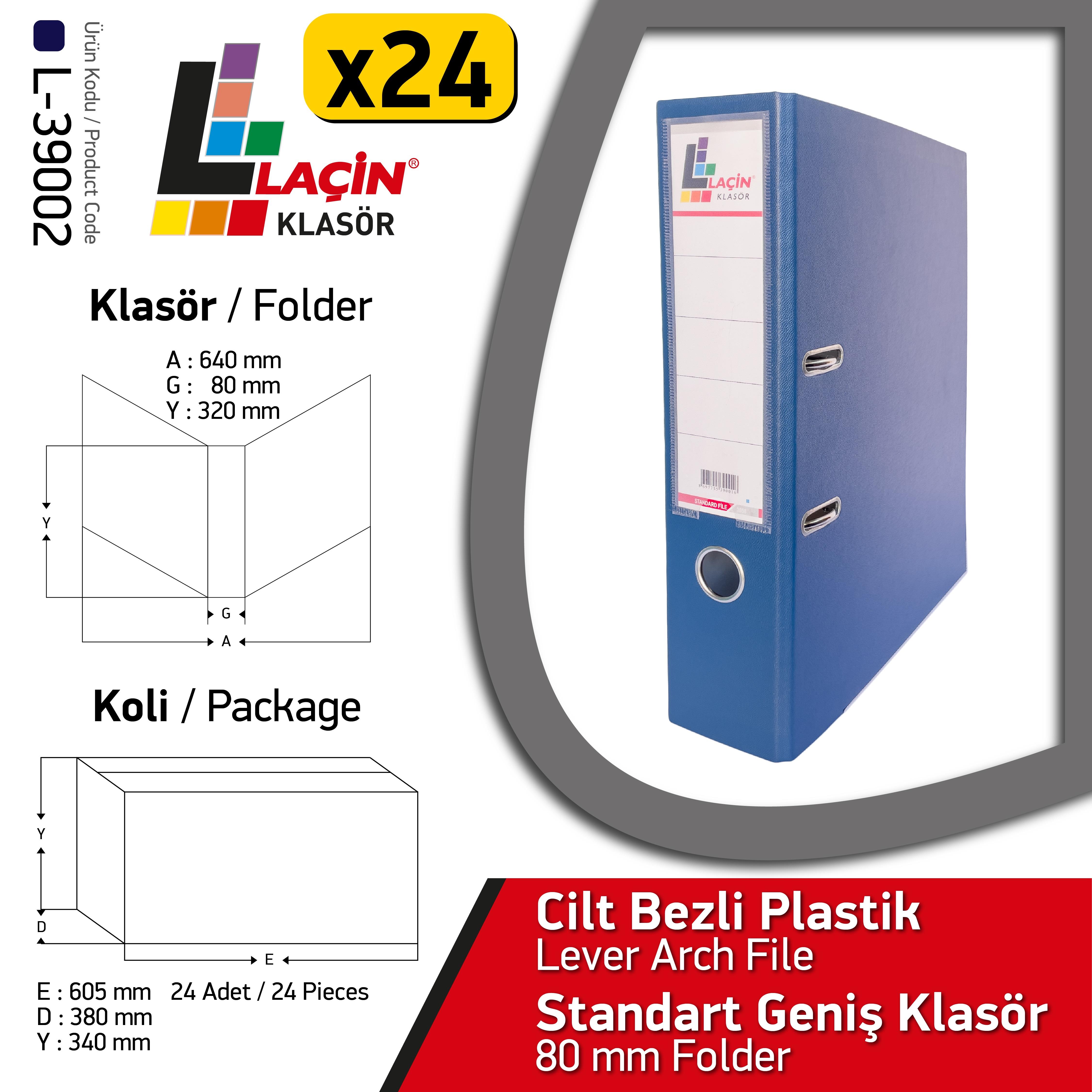 Laçin Geniş Büro Klasörü Lacivert (1 Koli 24 Adet )