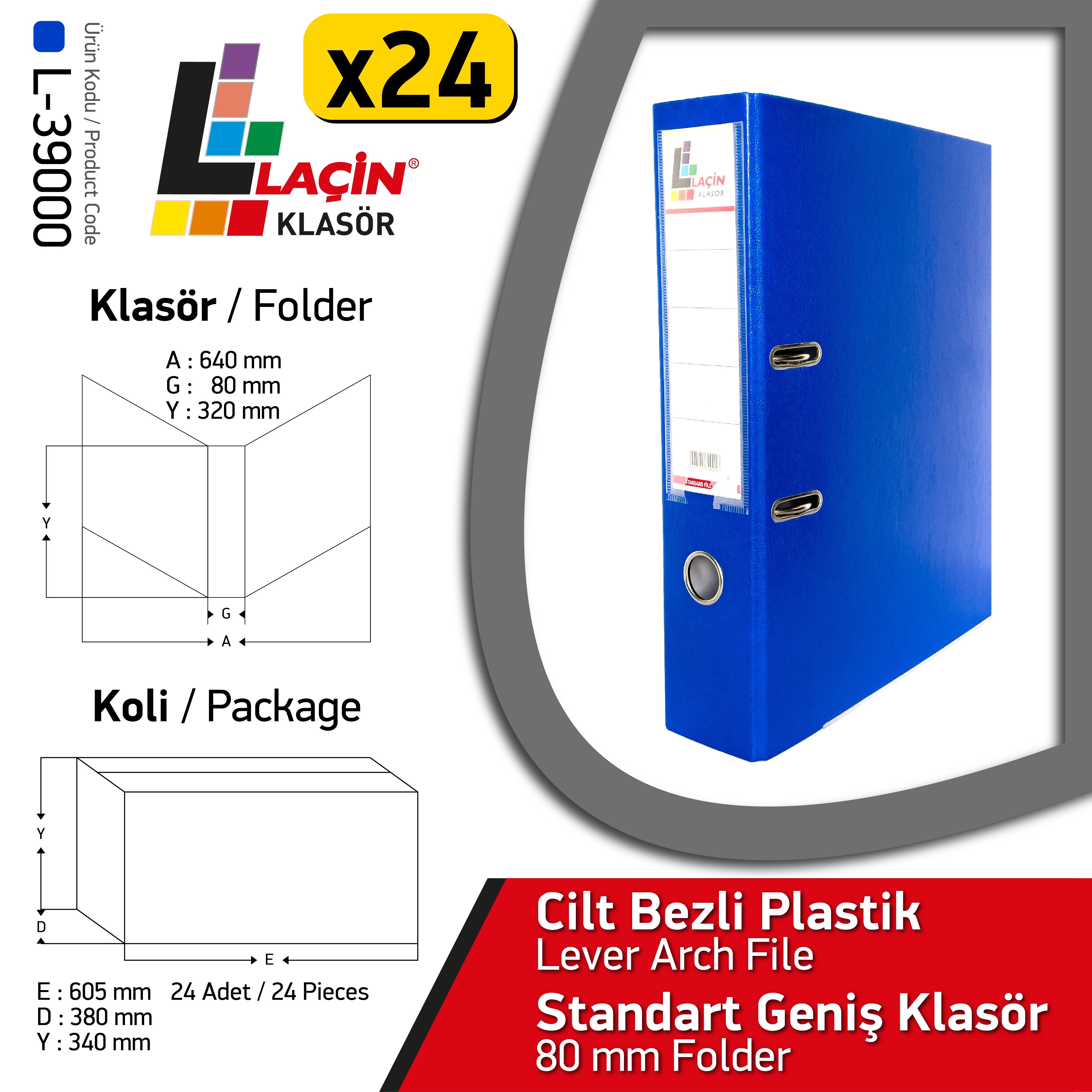 Laçin Geniş Büro Klasörü Mavi (1 Koli 24 Adet )