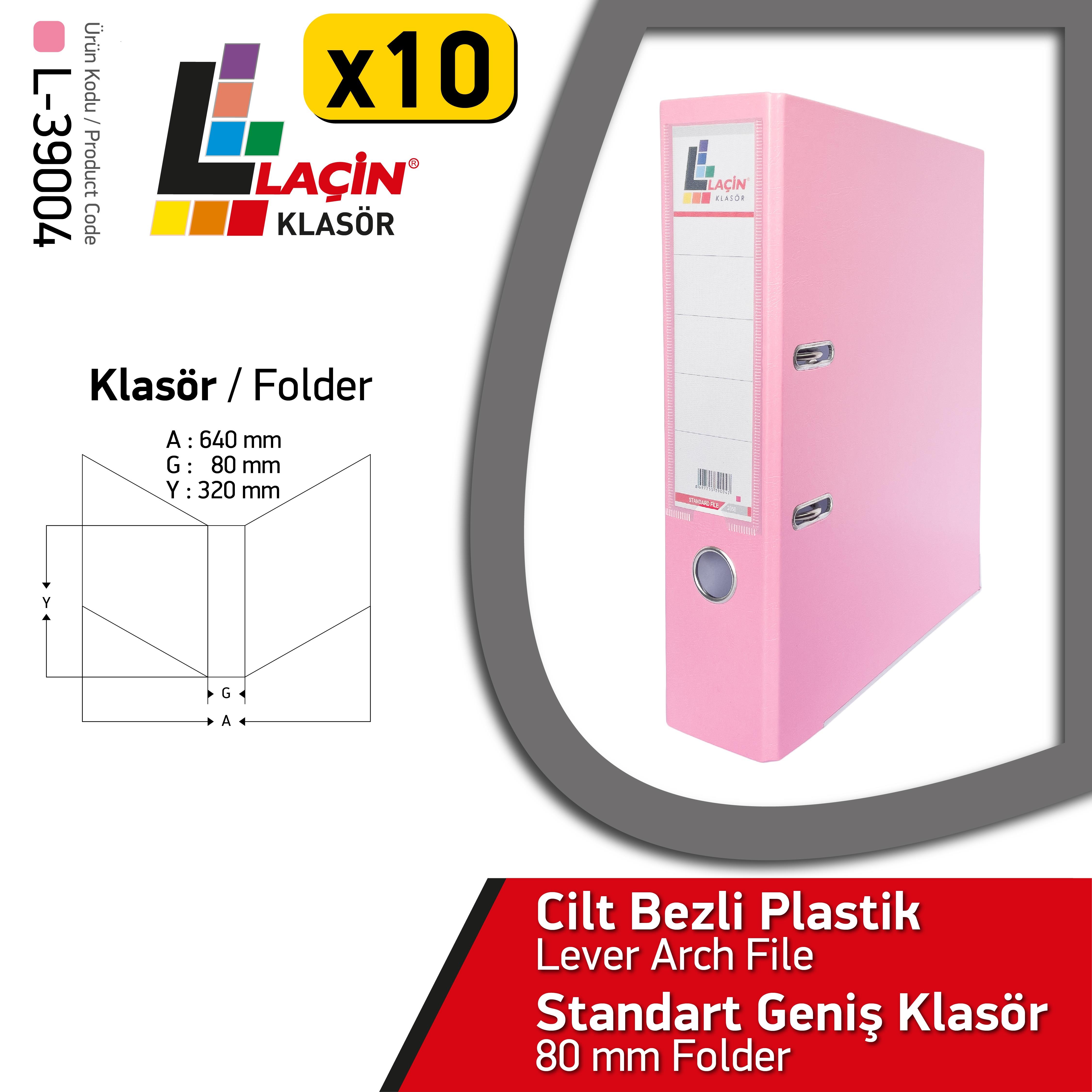 Laçin Geniş Büro Klasörü Pembe (1 Koli 10 Adet )