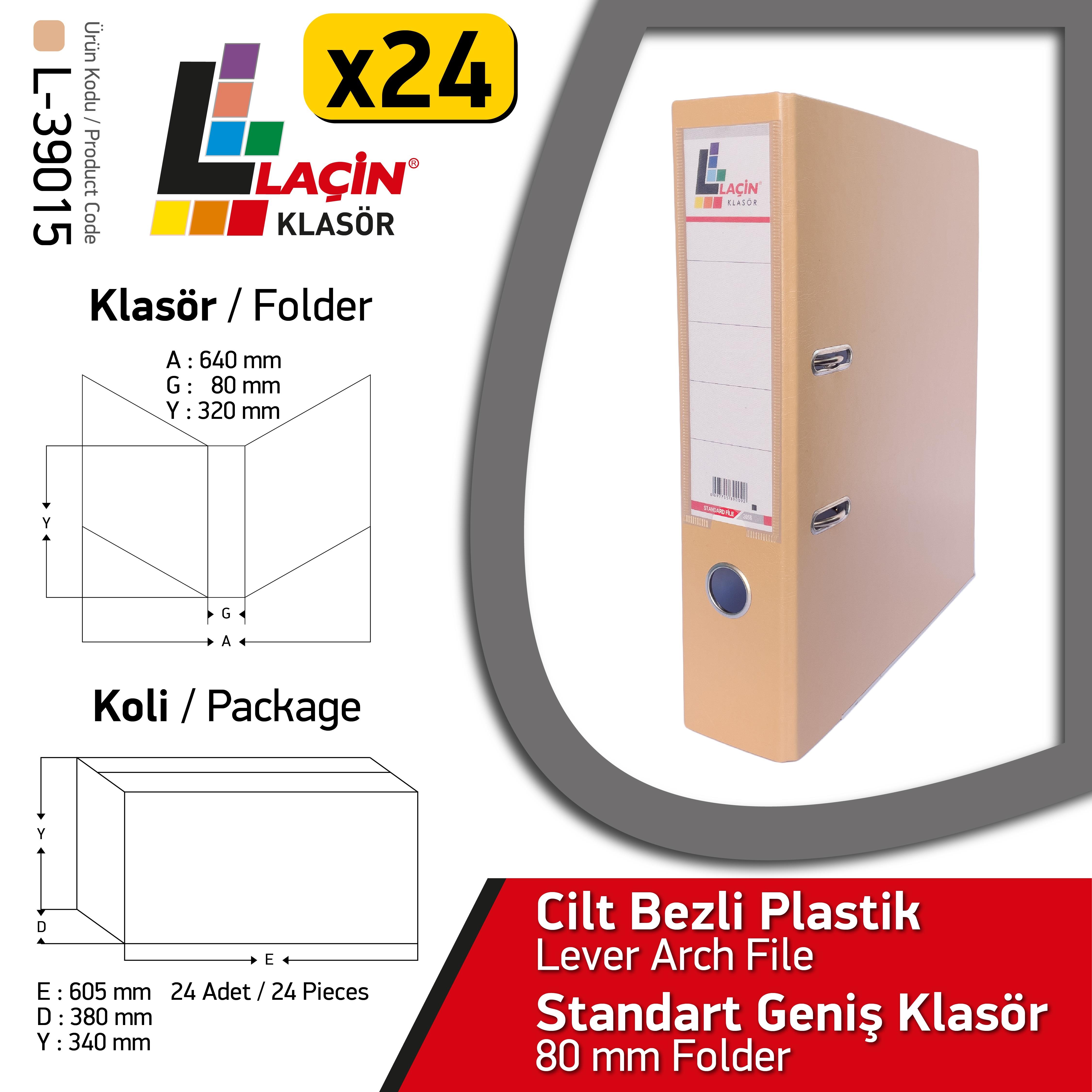Laçin Geniş Büro Klasörü Sütlü Kahve Krem (1 Koli 24 Adet )