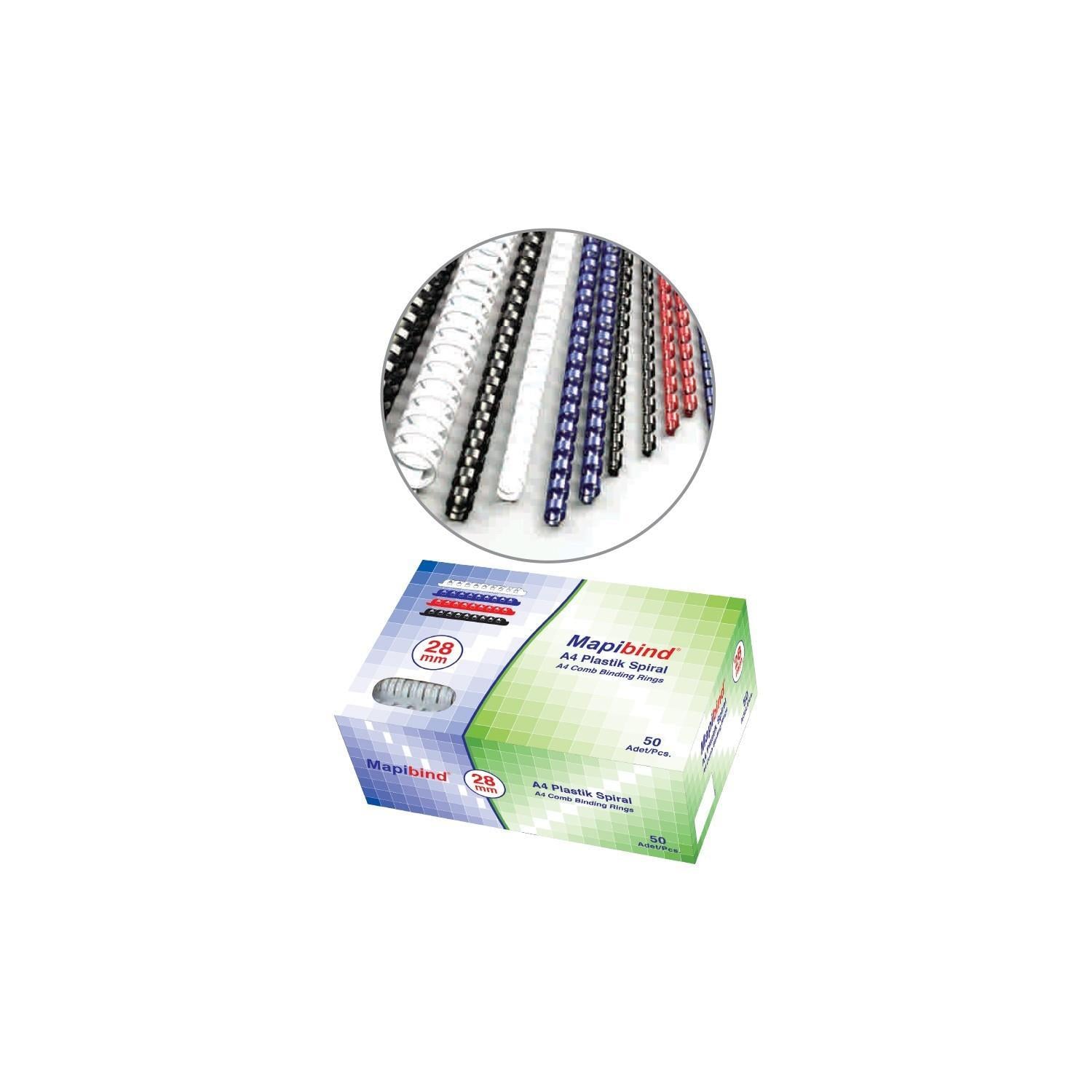 Mapibind 10mm plastik spiral beyaz 100 ad.Mapibind-10Mm.Pls.Spirallibeyaz 100 Ad. - Kirtasiyem.netTel Spiral