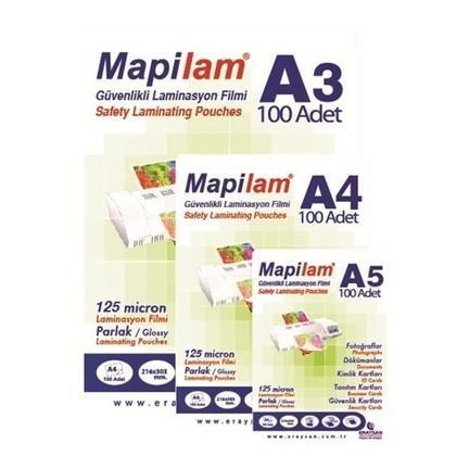 Mapilam 125 Mic. Parlak Laminasyon Filmi (A5) 100 LÜMapilam Laminasyon A5 125 Mic.Parl.Polyester. 100 Ad. - Kirtasiyem.netLaminasyon Filmi