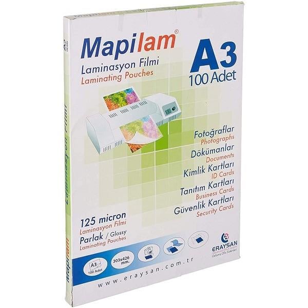 Mapilam Laminasyon A3 125 Mic.Parl.Polyester. 100 Ad.Mapilam Laminasyon A3 125 Mic.Parl.Polyester. 100 Ad. - Kirtasiyem.netLaminasyon Filmi