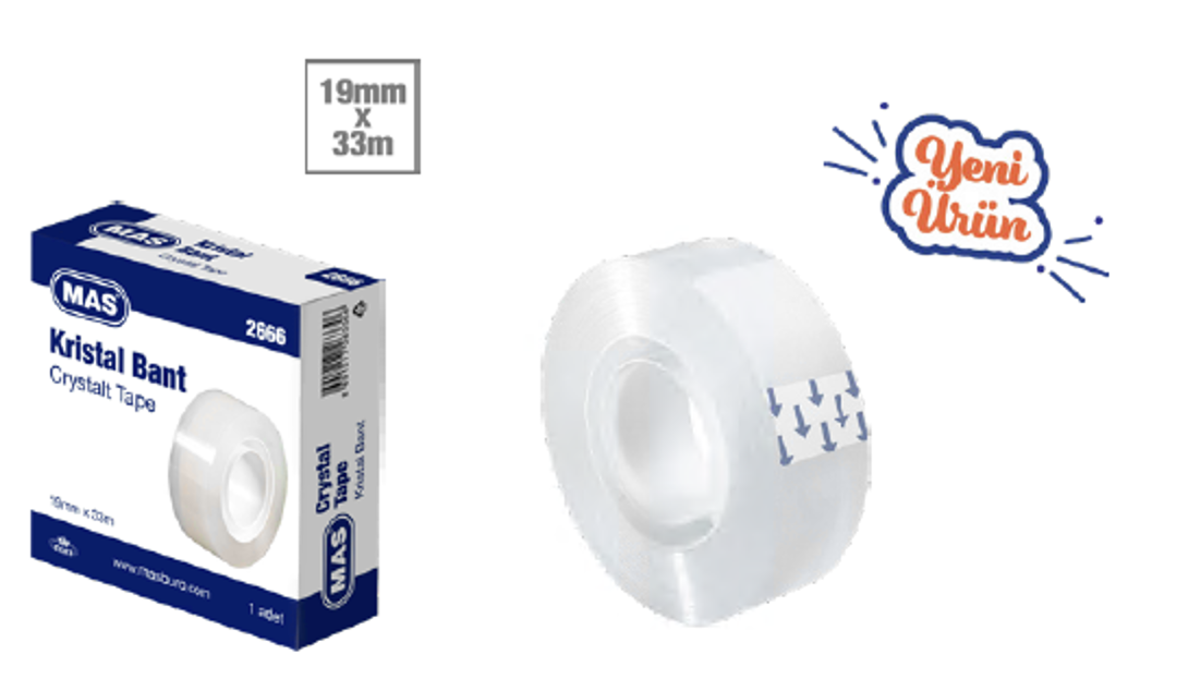 Mas Kristal Bant -19 mmx33 m -Kutulu 2666Şeffaf Bantlar