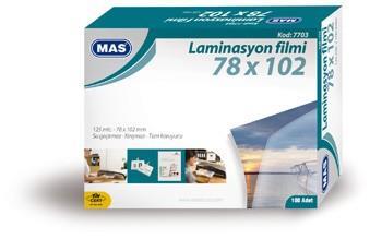 Mas Laminasyon Filmi K.Kimlik 78X102 125 Mic. 100 lü Paket 7703Mas Laminasyon Filmi K.Kimlik 78X102 125 Mic. 100 lü Paket 7703 - Kirtasiyem.netLaminasyon Filmi