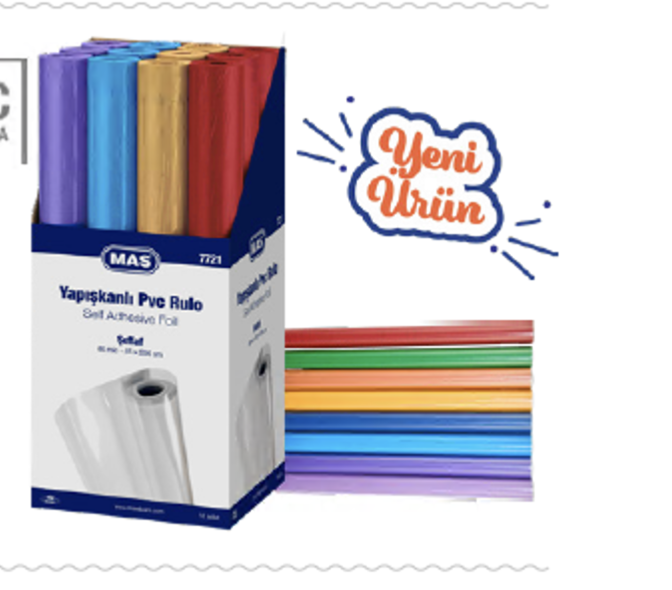 Mas Yapışkanlı Pvc Rulo - 80 Mic - 45 x 200 Cm - Karışık Renk 7721
