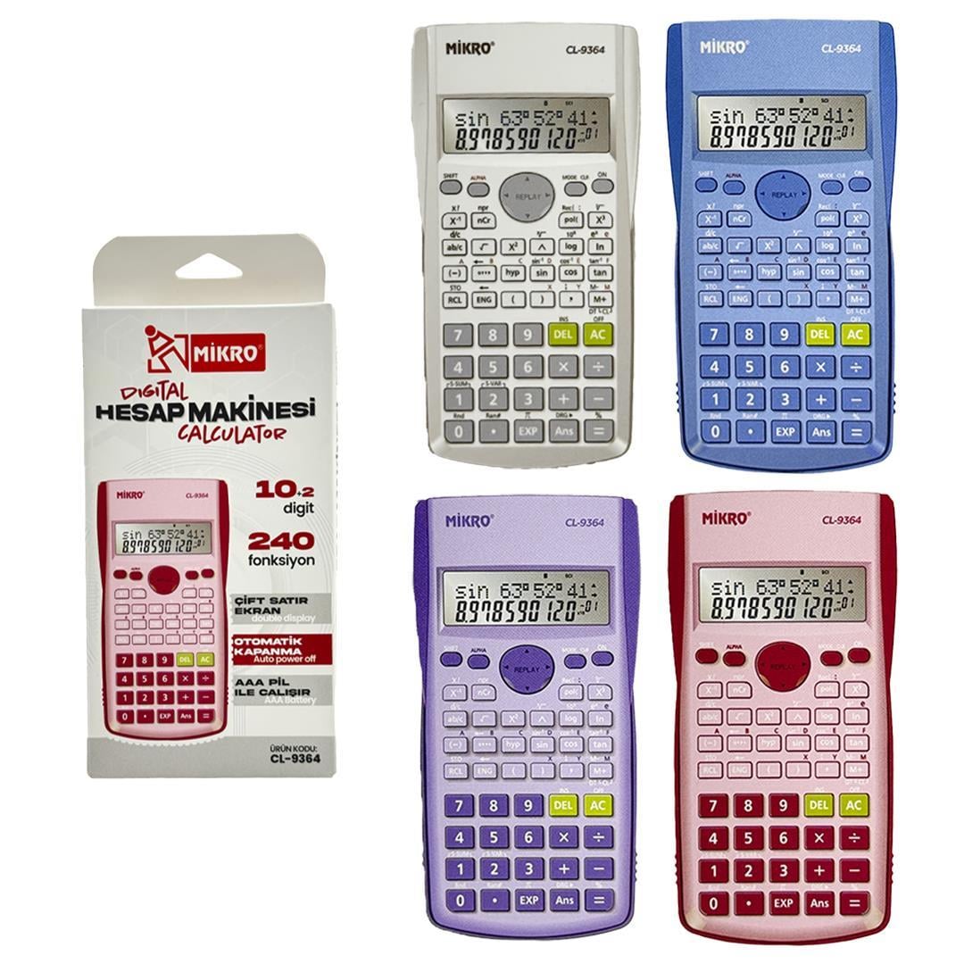 Mikro Cl-9364 Digital Pro Hesap Makinesi Renkli (10+2 Digit-240 Fonksiyon)Hesap Makineleri