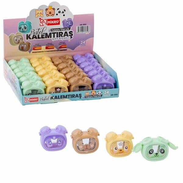 Mikro Mk-8152 Çiftli Kalemtıraş Happy Frıends *24Kalemtraşlar