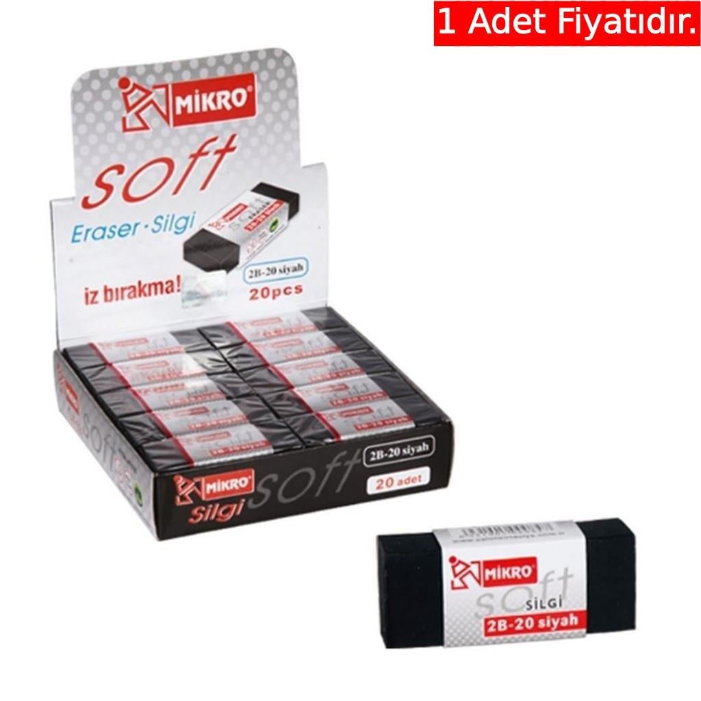 Mikro Soft Siyah Silgi  2B-20 (1 Adet)Mikro Soft Siyah Silgi  2B-20 - Kirtasiyem.netSilgiler