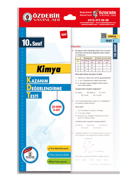 Özdebir 10.S. Kazanım Değerlendirme Yaprak Test Kimya Özdebir 10.S. Kazanım Değerlendirme Yaprak Test Kimya  - Kirtasiyem.net10.Sınıf