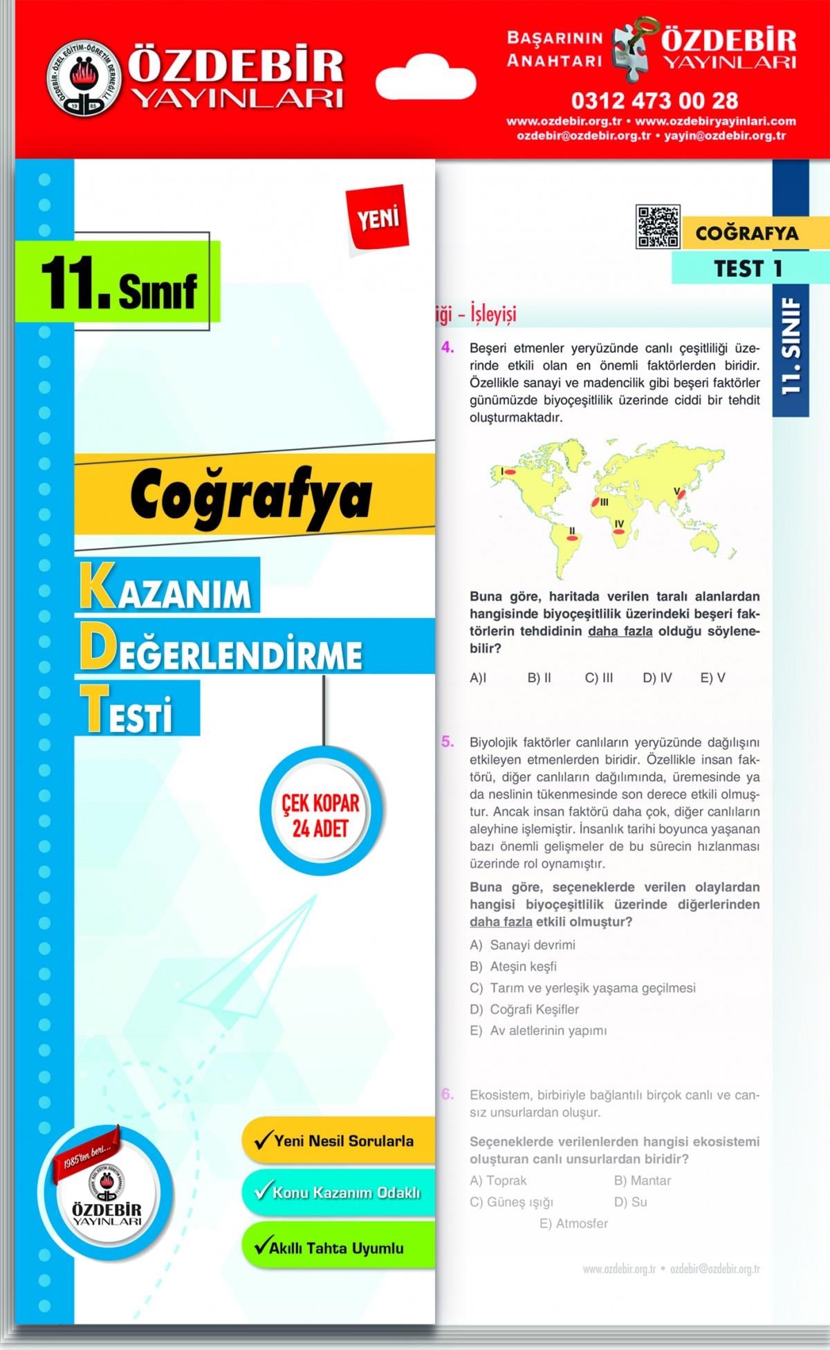 Özdebir 11.S. Kazanım Değerlendirme Yaprak Test Coğrafya Özdebir 11.S. Kazanım Değerlendirme Yaprak Test Coğrafya  - Kirtasiyem.net11.Sınıf