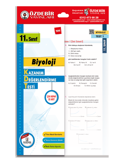 Özdebir 11.S. Kazanım Değerlendirme Yaprak Test Biyoloji Özdebir 11.S. Kazanım Değerlendirme Yaprak Test Biyoloji  - Kirtasiyem.net11.Sınıf