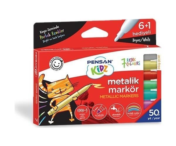 Pensan Kidz Temizlebilir Markör 7 Metalik Boya KalemiPensan Kidz Temizlebilir Markör 7 Metalik Boya Kalemi - Kirtasiyem.netParmanent Ve Markörler