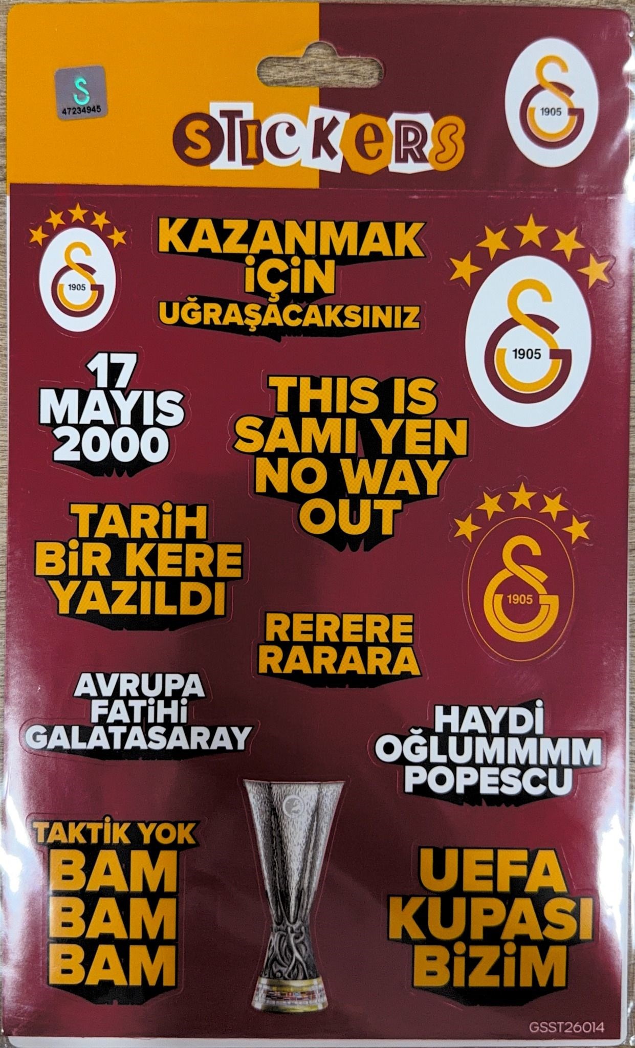 Piolent GSST26014 Galatasaray Kırmızı Slogan Sticker SheetStickerlar