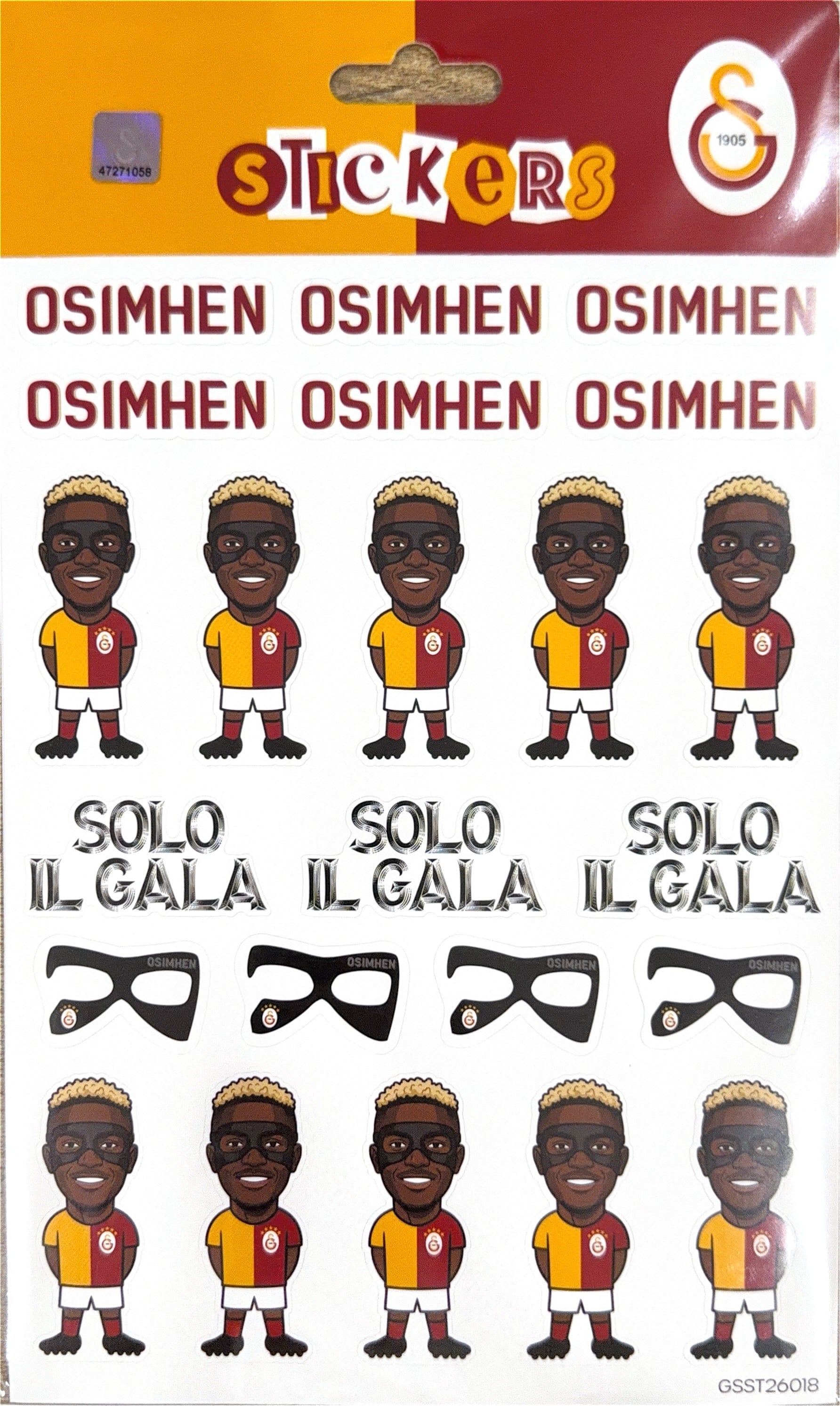 Piolent GSST26018 Victor Osimhen Solo Il Gala Sticker SheetStickerlar