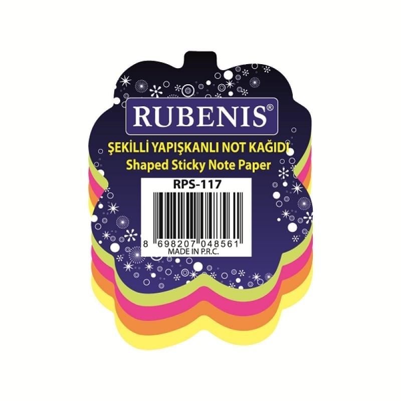 Rubenis Yapışkanlı Not Kağıdı Yaprak Desenli Karışık 4 Fosforlu Renk Rps-117Yapışkanlı Not Kağıtları