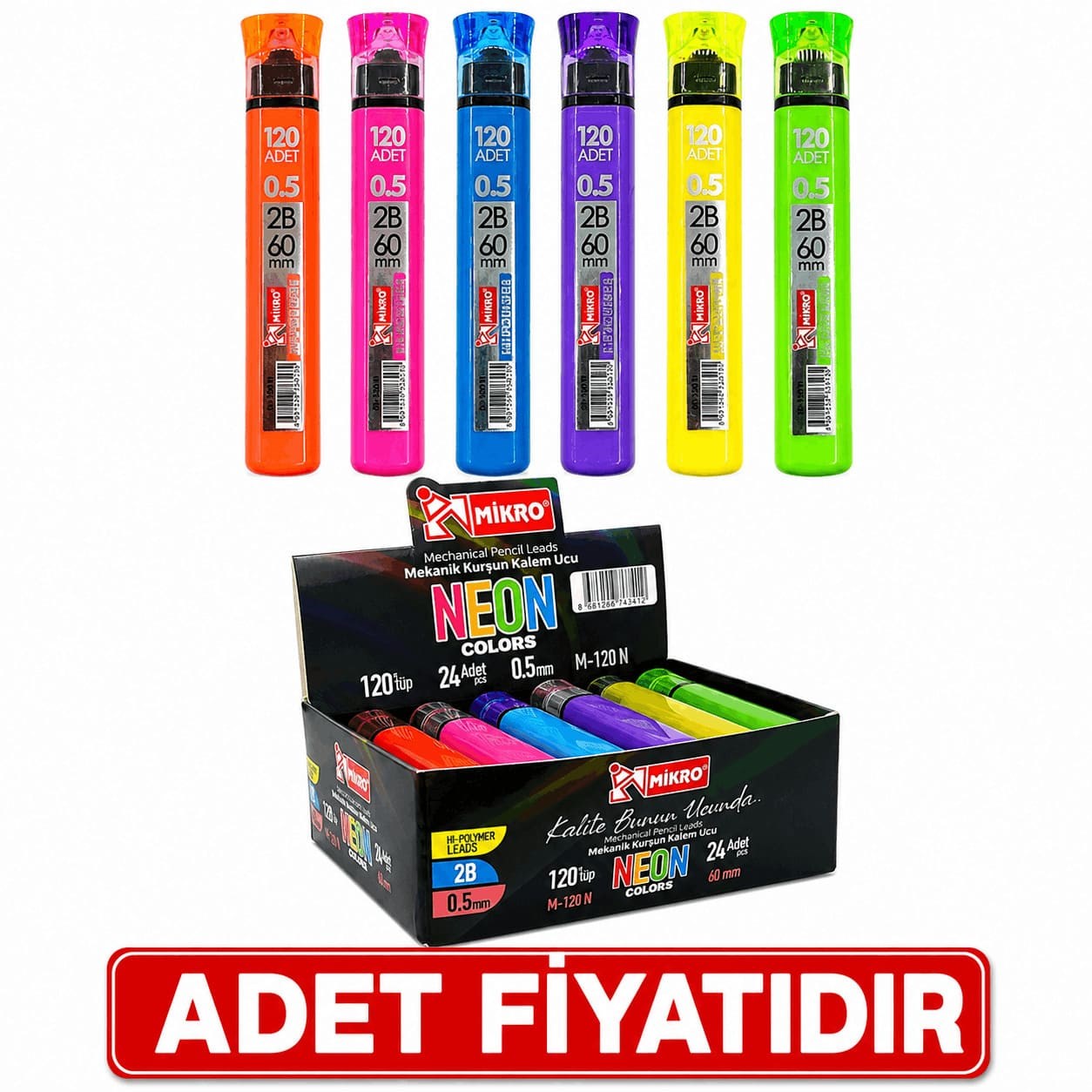ŞHN Mikro M-120N 120Li Neon Üçgen Min 0,5MmKalem Uçları ( Min )