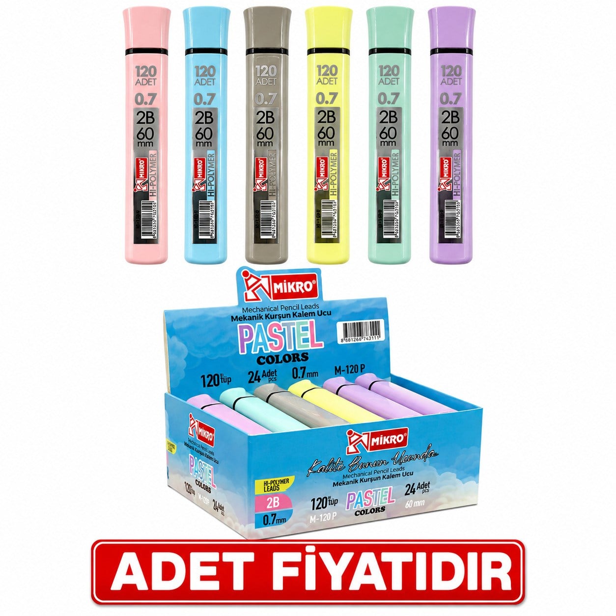 ŞHN Mikro M-120P 120Li Pastel Üçgen Min 0,7MmKalem Uçları ( Min )