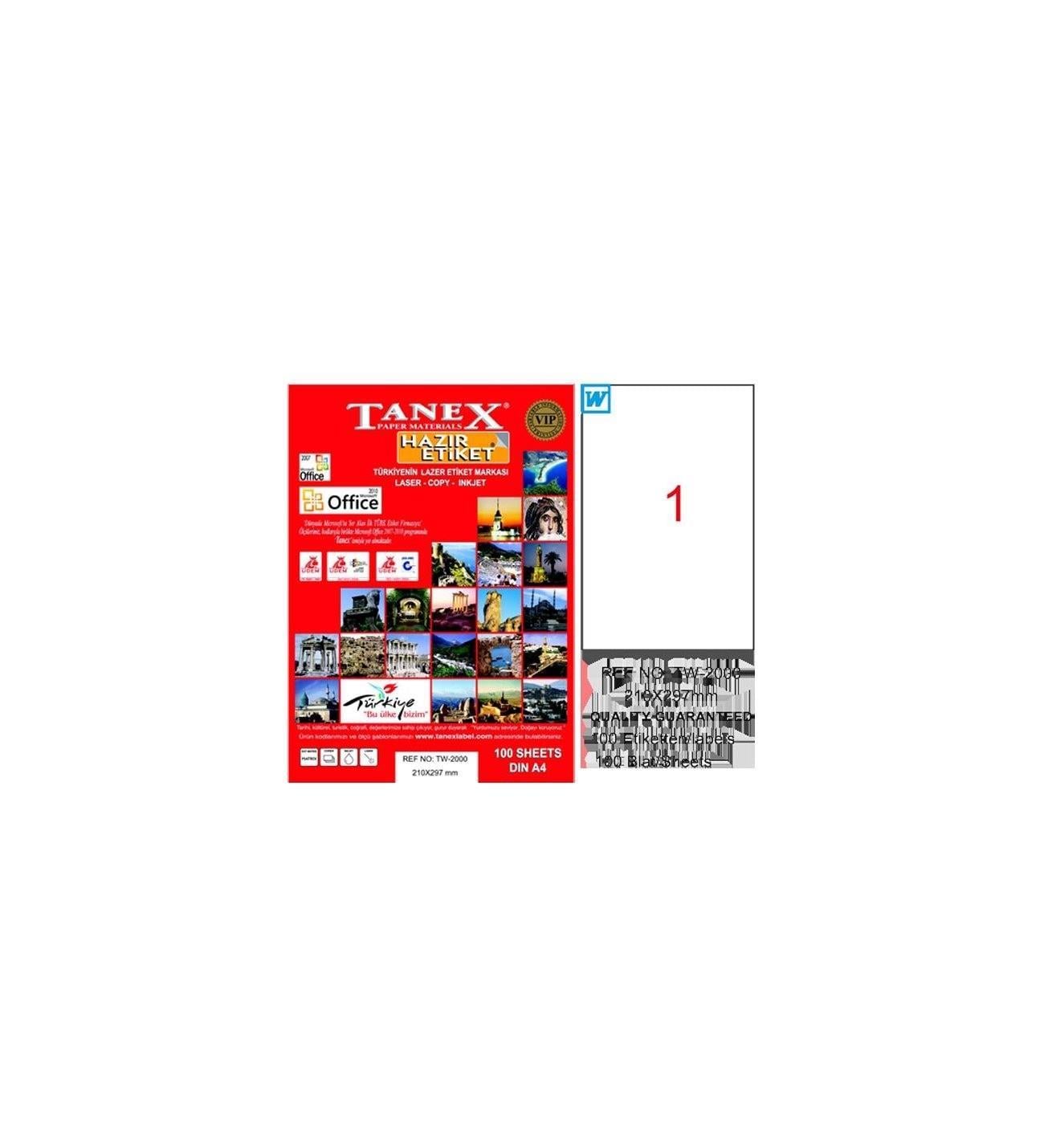 Tanex Bilgisayar Etiketi 210X297 Tw-2000Tanex Bilgisayar Etiketi 210X297 Tw-2000 - Kirtasiyem.netBilgisayar Etiketleri