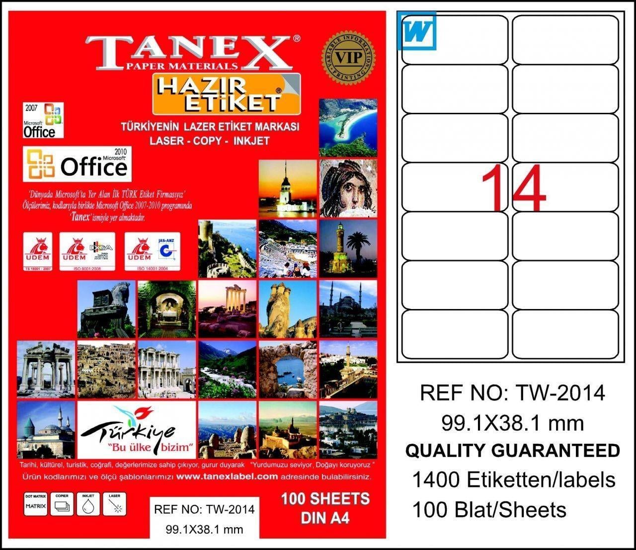 Tanex Bilgisayar Etiketi 99X38,1 Tw-2014Tanex Bilgisayar Etiketi 99X38,1 Tw-2014 - Kirtasiyem.netBilgisayar Etiketleri