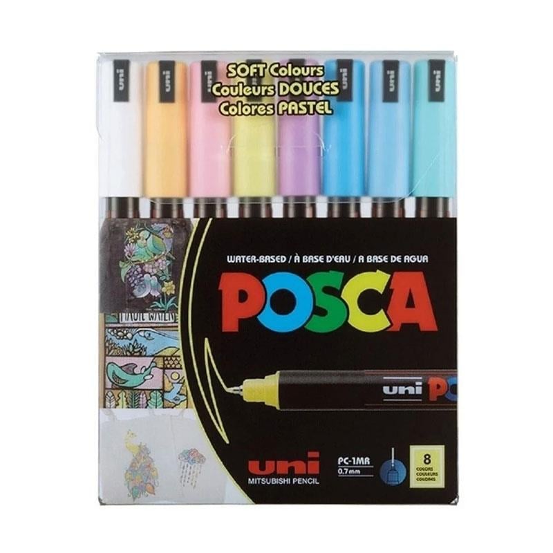 Uni Posca 0.7 Subazlı Poster Markörü Softrenk 8Li Roller(Pilot)Kalem