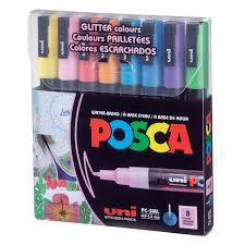 Uni Posca 0.9-1.3 Subazlıpostermarkörü Simli 8Li Poster Markörü