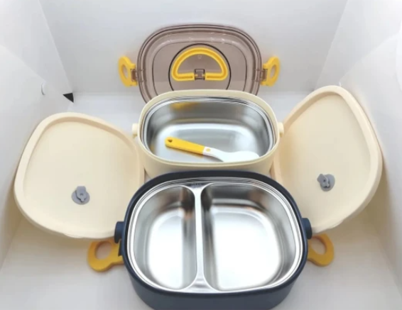 Vagonlife  1200 Ml 3 Bölmeli Karma Renk Paslanmaz Çelik Lunchbox BL50251-2